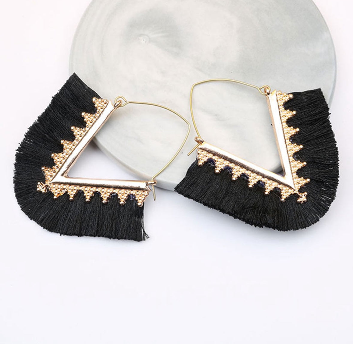 Black Fan Earrings