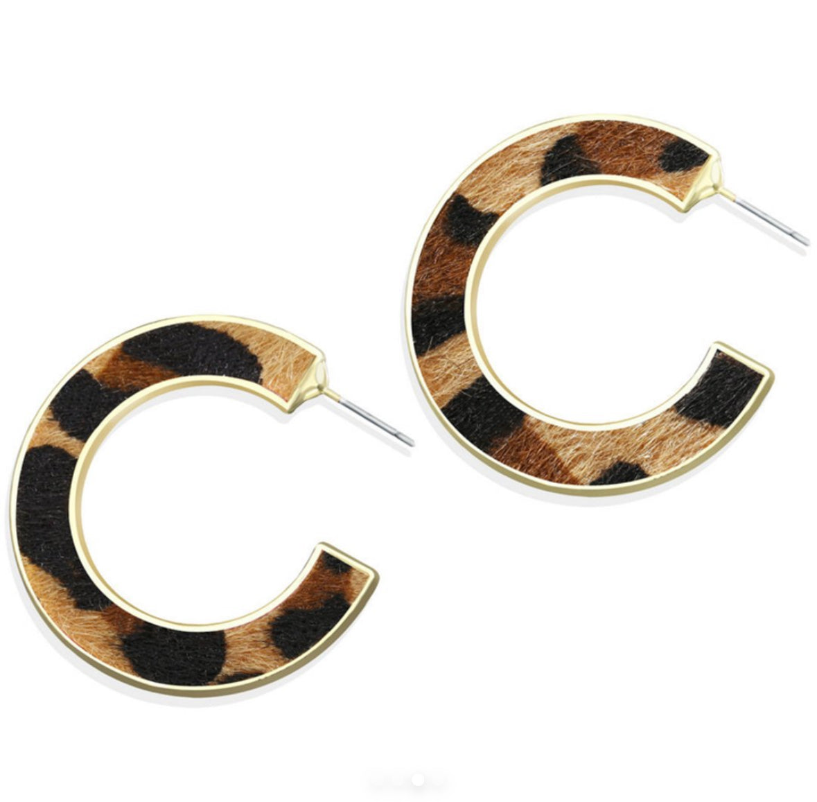 Faux Leopard Fur Earrings