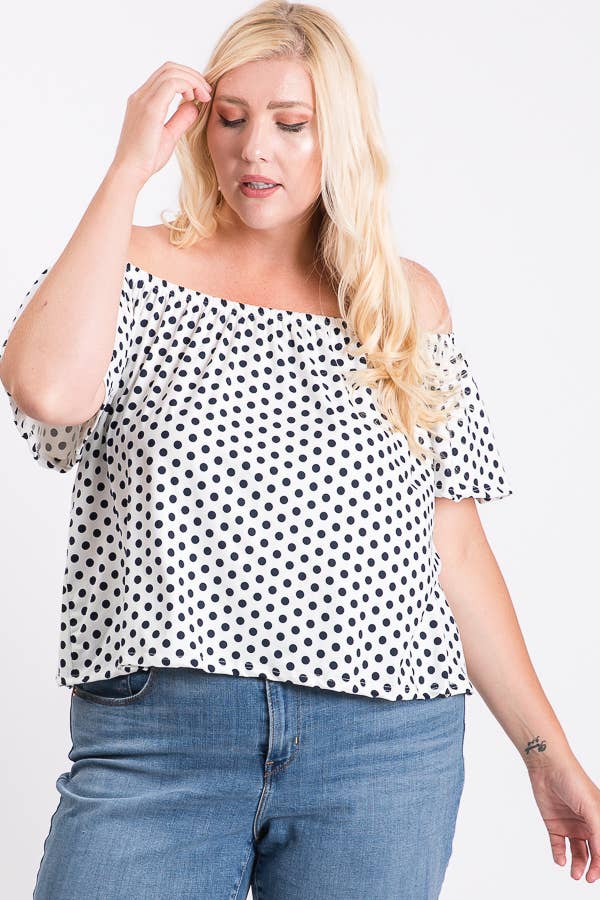 Plus Ruffle Dot Shirt