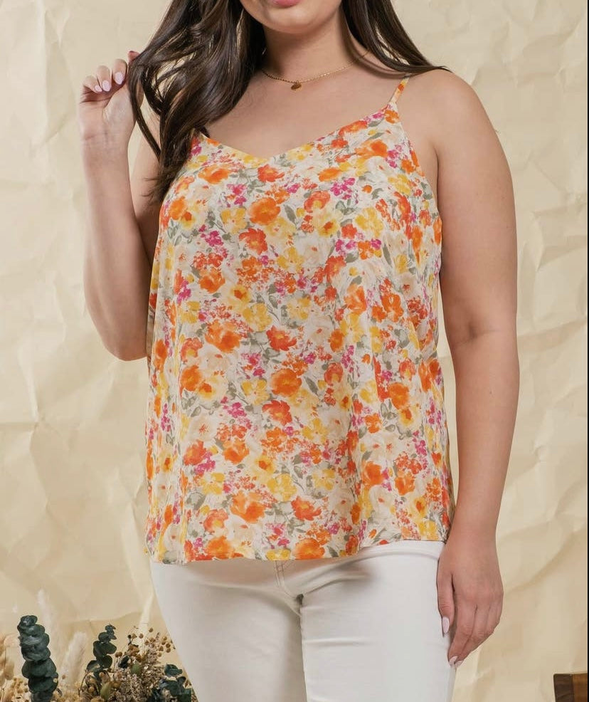 Plus Floral V-Neck